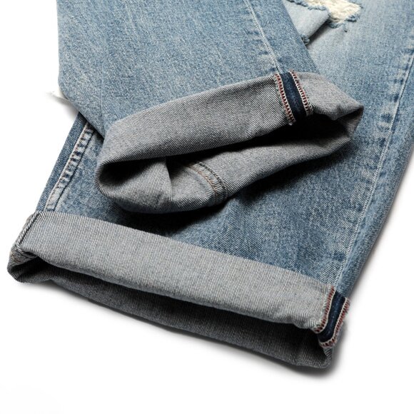 Silver 90s Boyfriend Jeans Hi Rise Straight Leg Blue Denim Distressed Selvedge N - Picture 8 of 13